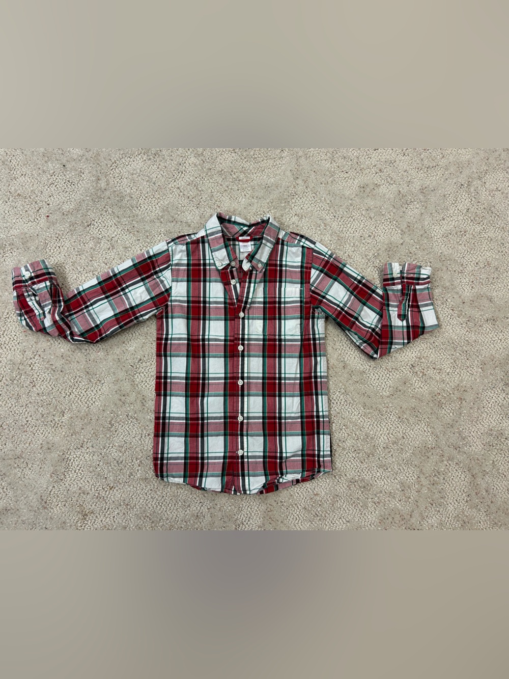 Gymboree boys Red and Green Plaid Button-Down Shirt Medium 7/8